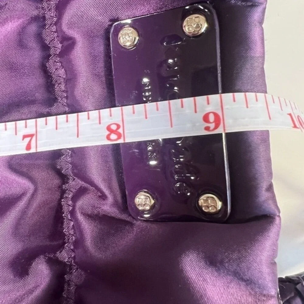 Kate Spade NY Purse Shoulder Bag Purple Quilted Nylon Puffer Patent Handles‎